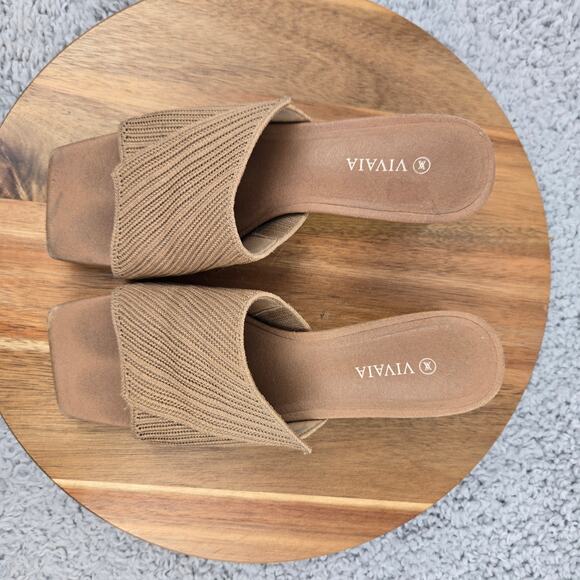 Vivaia Womens 36 Jade Almond Square Open Toe Business Casual Block Heel Slide - Picture 5 of 12